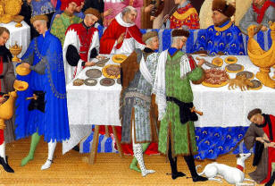Medieval banquet scene at Château de Cherveux