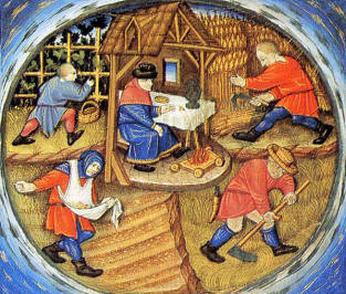 Seasonal medieval crop harvesting